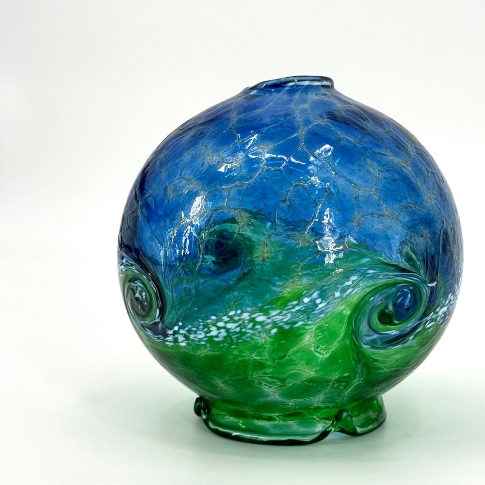 Starry Night Van Glow Handblown Glass Art Candle-lite Orb Cloche Vase